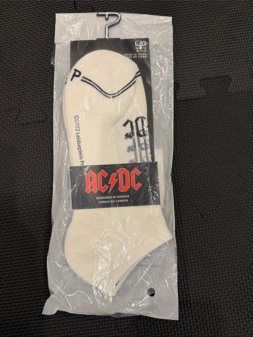 AC/DC White Low-Cut Athletic Socks with Black Logo Accent